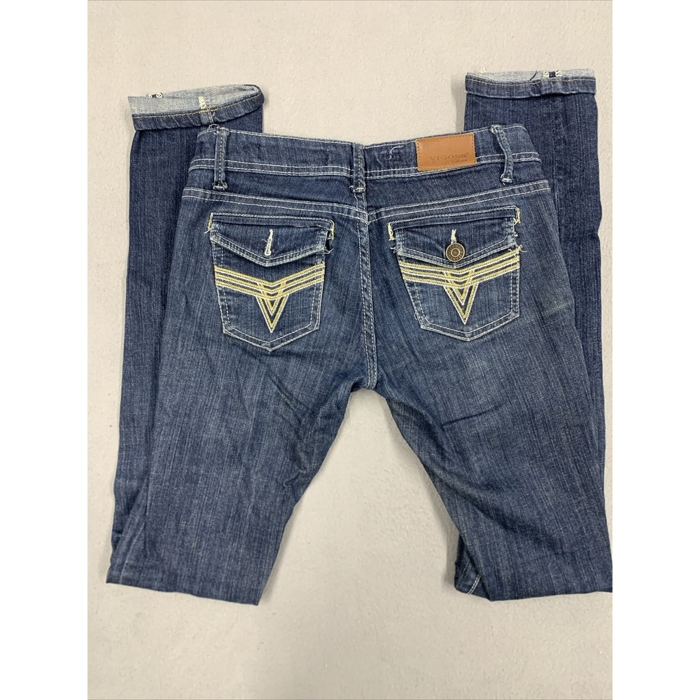 Vigoss Jeans Womens Size 1 Chelsea Skinny Embroidered Pocket Low Rise‎ Pants
